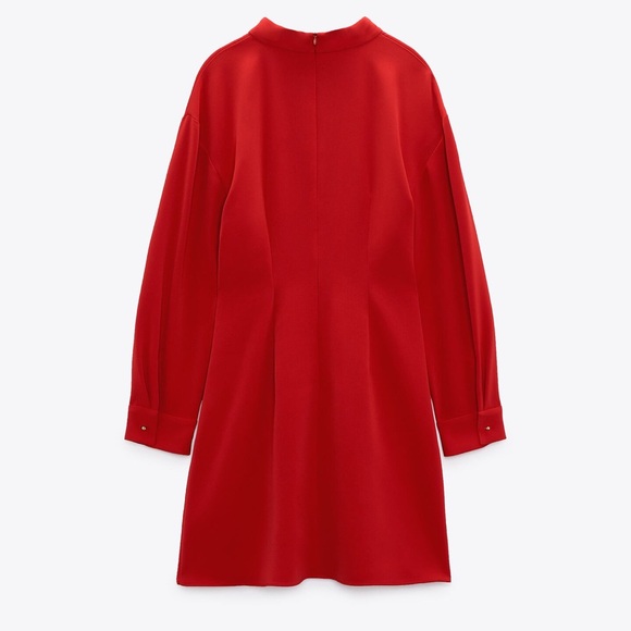 Zara Red Pleated Mini Dress - Picture 8 of 10